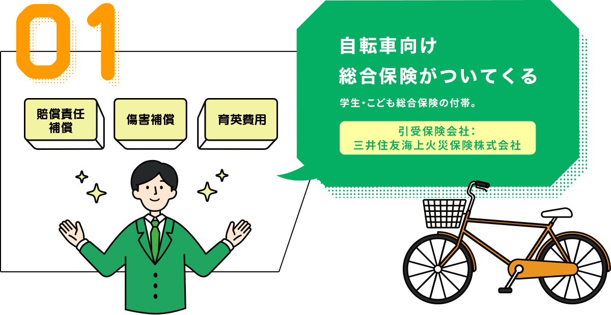 自転車向け総合保険がついてくる