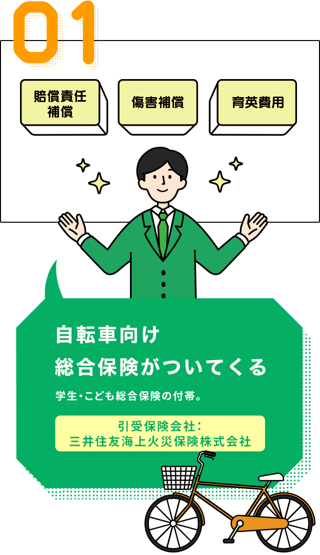 自転車向け総合保険がついてくる