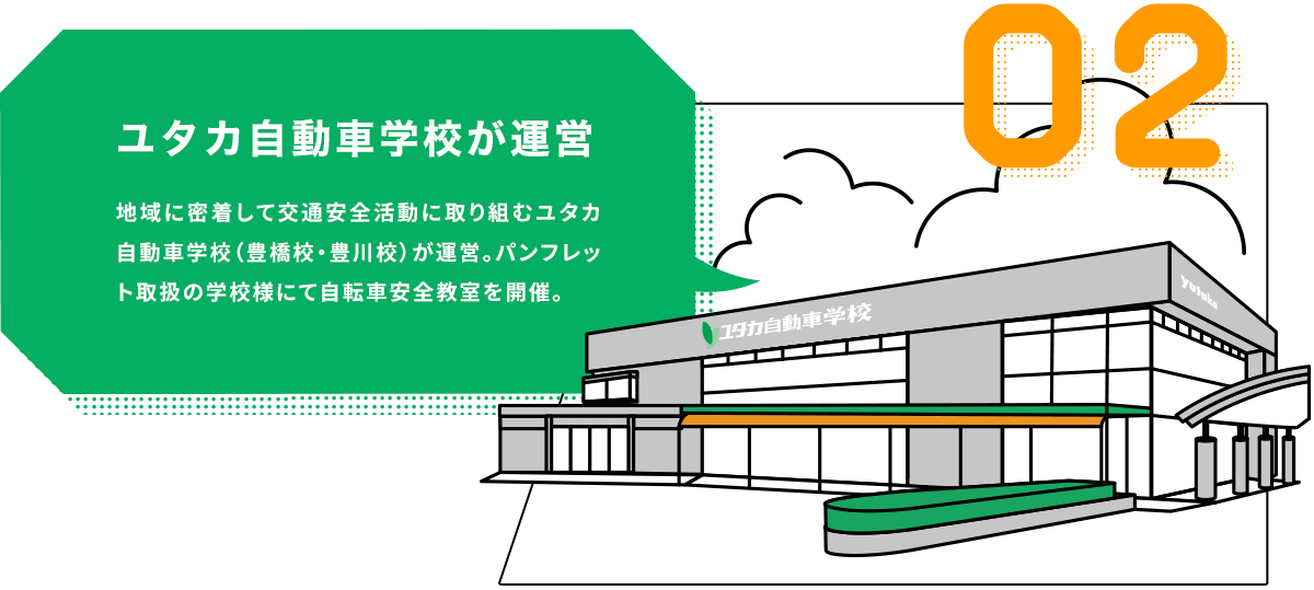 ユタカ自動車学校が運営｜地域に密着して交通安全活動に取り組むユタカ自動車学校（豊橋校・豊川校）が運営。パンフレット取扱の学校様にて自転車安全教室開催。