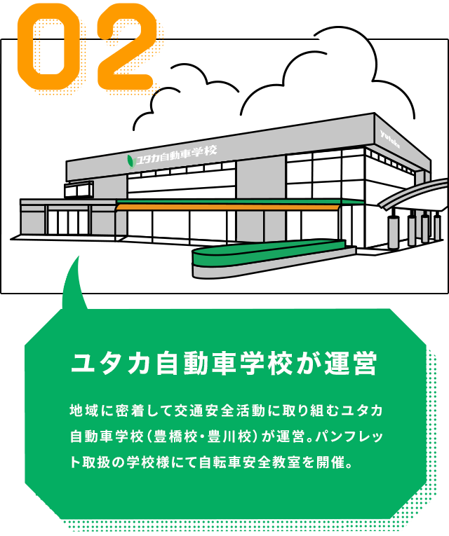 ユタカ自動車学校が運営｜地域に密着して交通安全活動に取り組むユタカ自動車学校（豊橋校・豊川校）が運営。パンフレット取扱の学校様にて自転車安全教室開催。